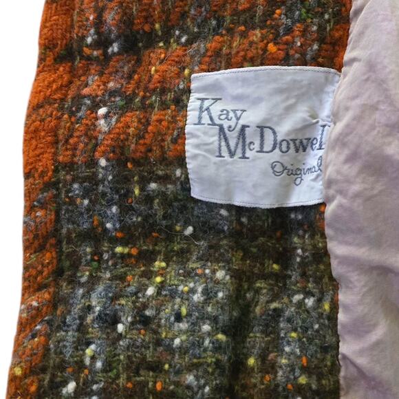 Vintage Kay McDowell Tweed Orange Coat Mid Century Jacket MCM Retro Style SZ M - Picture 6 of 6